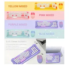 GENERICO - Kit Teclado Mouse Inalámbrico Español Qwerty Gatito Kawaii Rosa Rosa