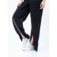 BELIFE - Pantalón amplio negro con aberturas en botas para mujer