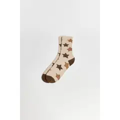 KOAJ - Medias largas kakis con estrellas animal print Mujer