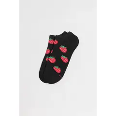 KOAJ - Medias azules intensas tobilleras con diseños de fresas Mujer