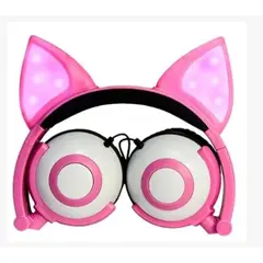 GENERICO - Auriculares Audífonos con Orejas de Gato Plegables y con Luz LED