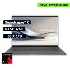 ASUS - PORTATIL ZENBOOK Snapdragon X X1 26 100 / RAM 32GB LPDDR5X / SSD M.2 1TB/ WIN11 HOME/ 14"