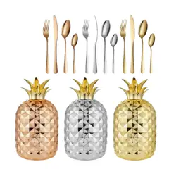 GENERICO - Set Juego De Cubiertos 24 Piezas Cocina Estuche Piña