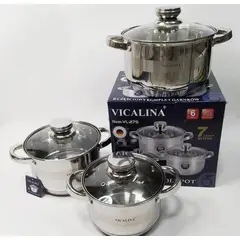 GENERICO - Batería de ollas vicalina 6 piezas en acero quirúrgico