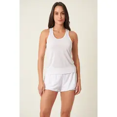 BELIFE - Camiseta deportiva manga sisa blanca para mujer