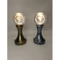 USA - Bola De Cristal Mapamundi De Mesa Con Base En Baquelita Luz