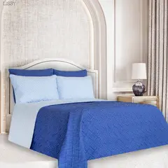 BALI - Colcha Cama Doble Azul Grabado