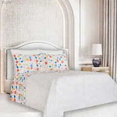 BALI - Colcha Cama Doble Beige Flores Colores