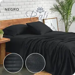 BALI - Sabanas Cama King Negro Calidad Premium