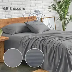 BALI - Sabanas Cama Queen Gris Oscuro Calidad Premium