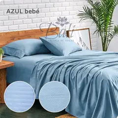 BALI - Sabanas Cama Queen Azul Bebé Calidad Premium