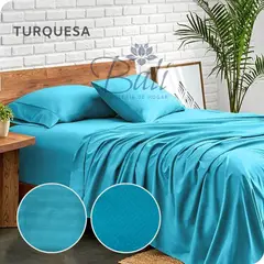BALI - Sabanas Cama Queen Turquesa Calidad Premium