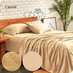 BALI - Sabanas Cama Queen Camel Calidad Premium