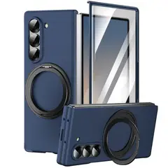 GENERICO - Funda Con Aro Soporte 360 Compatible Samsung Galaxy Z Fold 5 Azul