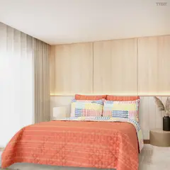 BALI - Colcha Cama Sencilla Naranja Colores