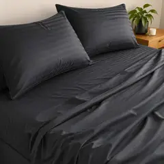 BALI - Juego de Sábanas Cama Sencilla Negro Calidad Premium