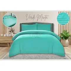 BALI - Duvet Doble Faz - Funda de Plumón Sencillo Verde Cuadros
