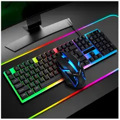 GENERICO - Combo Teclado CMK-198 con Mouse Óptico Diseño Ergonómico y Retroiluminación RGB