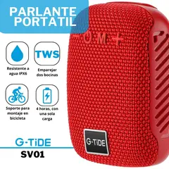 GENERICO - Parlante Bluetooth G-TIDE SV01 - Rojo