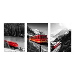 HOMUS - Cuadro Triptico Contraste Rojo 60 X 40 X 3 Cms