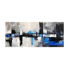 HOMUS - Cuadro Ciudad Azul Horizontal Grande 140 X 50 X 3 Cms