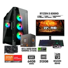 AMD - COMPUTADOR RYZEN 5 8500G - 64GB RAM - SSD 512GB - RTX 5050 8GB + MONITOR 22