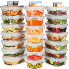GENERICO - Shazo Set 54 Envases Herméticos Plasticos Alimentos Bento Meal Prep BPA Free