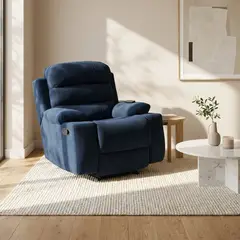 ELITE LIVING - SILLA RECLINABLE HOUSTON ESTATICA MASAJE AZUL TELA