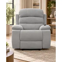 ELITE LIVING - SILLA RECLINABLE HOUSTON ESTATICA MASAJE TELA COLOR PLATA