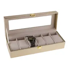 GENERICO - Estuche De Lujo Caja Organizador Para 6 Relojes Metalizados