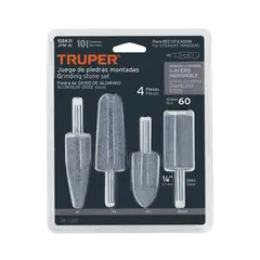 TRUPER - Set 4 Puntas Montadas Fresa Acero Inoxidable Grano 60