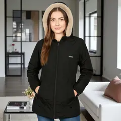 TOUCH - Chaqueta para Mujer Capucha e Interior en Tela Ovejera Adhara Negro