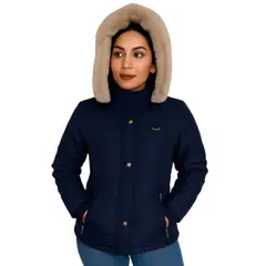 TOUCH - Chaqueta para Mujer con Capucha e Interior en Tela Ovejera Wendy Azul