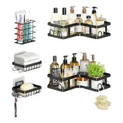 GENERICO - Estante Organizador Esquinero Para Ducha Pared Baño 5 Piezas