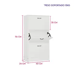 DIMATEX LEON - Organizador Zapatos Madera MDF Hasta 12 pares Refnicanor Blanco