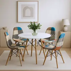 GENERICO - Juego de Comedor Prisma 4 Puestos Redondo Patchwork