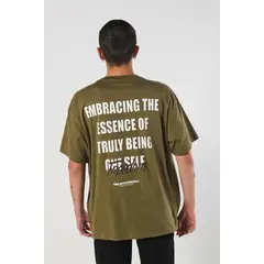 KOAJ - Camiseta Oversize para hombre con estampado en frente y e HOMBRE