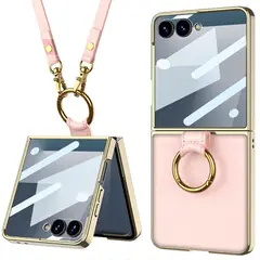 GENERICO - Funda GKK Electroplata de Lujo Con correa para Samsung Z Flip 7 Rosa