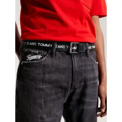TOMMY HILFIGER - Cinturón negro trenzado Baxter Essential
