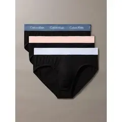 CALVIN KLEIN - Pack negro de 3 slips - Cotton Stretch Wicking