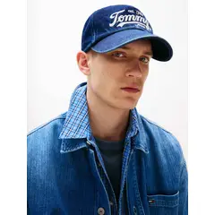 TOMMY HILFIGER - Gorra celeste archive denim con logo script