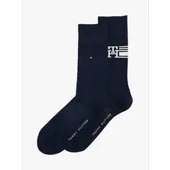 TOMMY HILFIGER - Pack azul de 2 medias con logo y estampado TH
