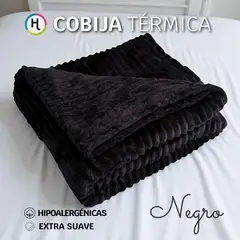 HOGARETO - Cobija Térmica Acanalada Negro