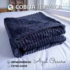 HOGARETO - Cobija Térmica Acanalada Azul Oscuro