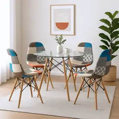 GENERICO - Juego de Comedor Prisma 4 Puestos Redondo Patchwork