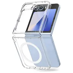 GENERICO - Case Hybrid Carga Inalambrica Compatible Samsung Z Flip 6 Transparente
