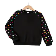 100 - Sueter Negro niña con Mangas de Corazones