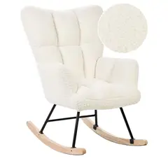 GENERICO - Silla mecedora madera moderna blanca adulto comoda