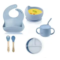 RAKTORS - Kit Alimentación Bebe Bambú Silicona platos a presion