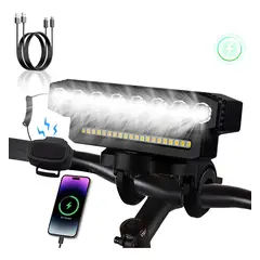 RAKTORS - Luz Bicicleta Bocina Recargable 8led Brillo Potente